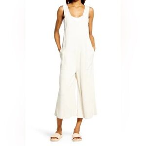 Treasure & Bond Linen Blend Flax Wide Leg Jumpsuit, Size Large